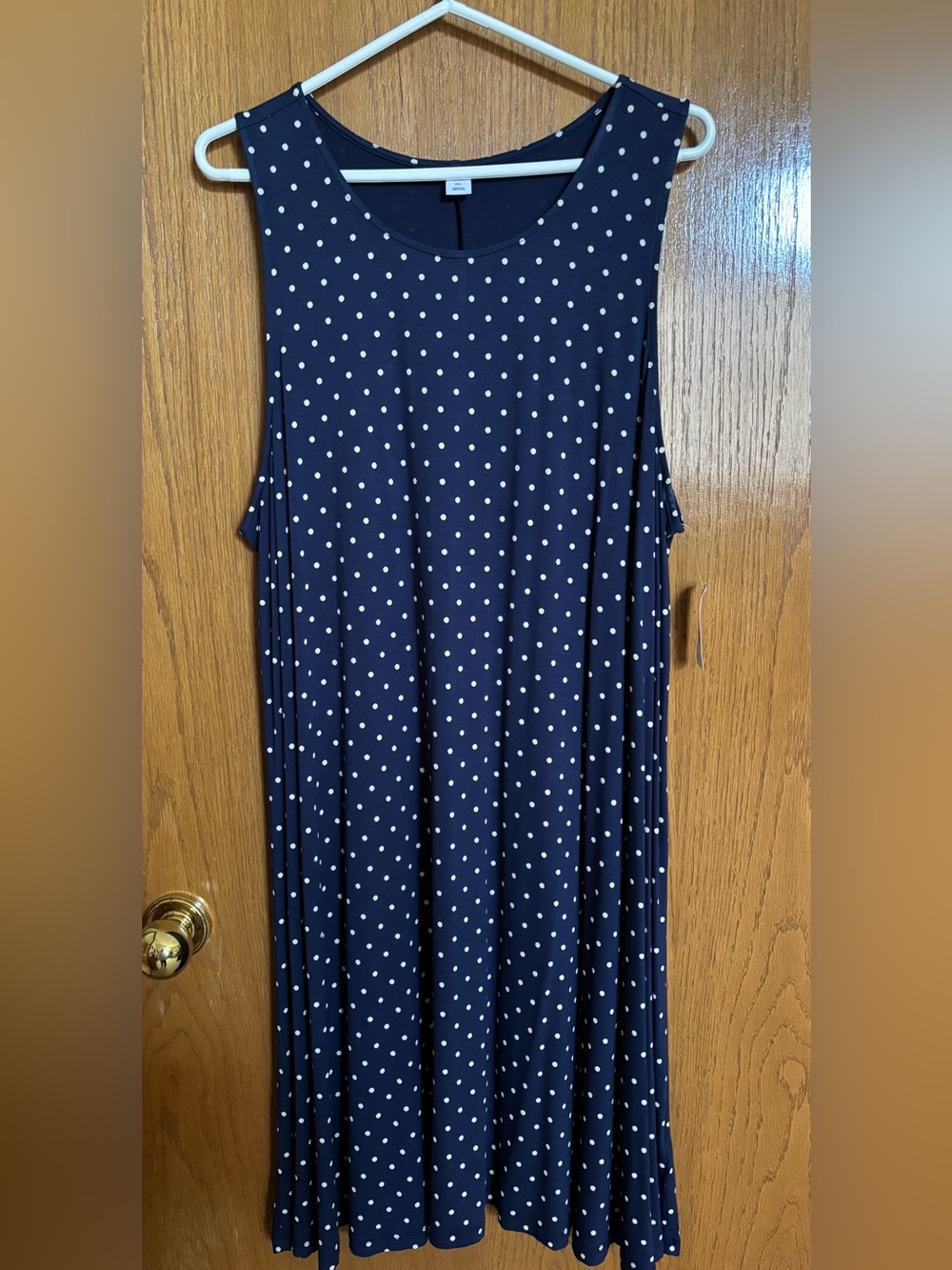Navy Polka Dot Sleeveless Maxi Dress